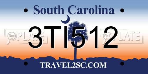 3TI512 South Carolina License Plate