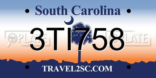 3TI758 South Carolina License Plate