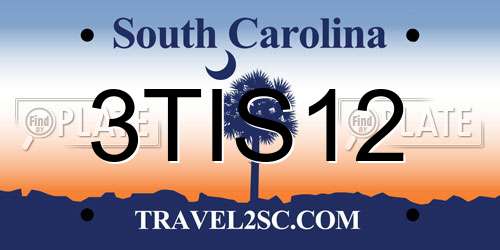 3TIS12 South Carolina License Plate