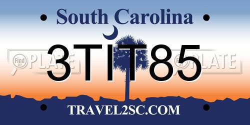 3TIT85 South Carolina License Plate