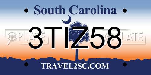 3TIZ58 South Carolina License Plate
