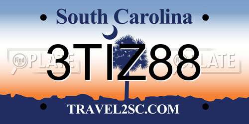 3TIZ88 South Carolina License Plate