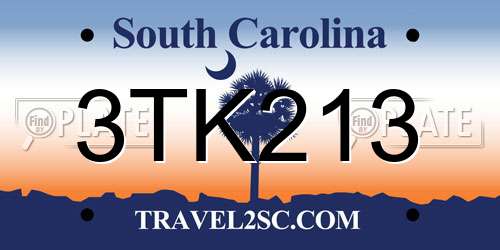 3TK213 South Carolina License Plate