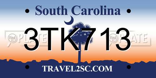 3TK713 South Carolina License Plate
