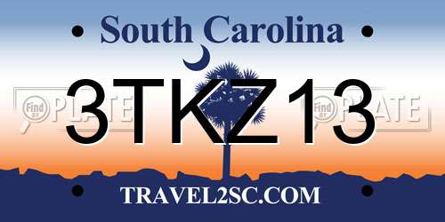 3TKZ13 South Carolina License Plate