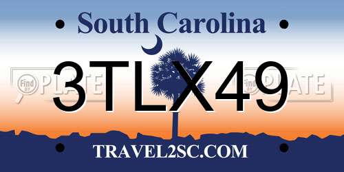 3TLX49 South Carolina License Plate