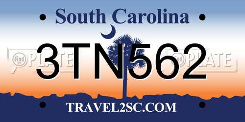 3TN562 South Carolina License Plate