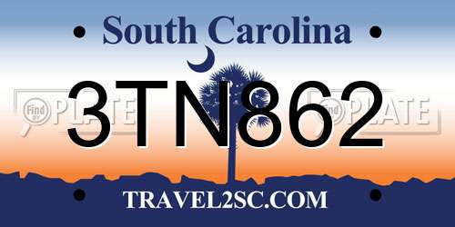 3TN862 South Carolina License Plate