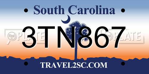 3TN867 South Carolina License Plate