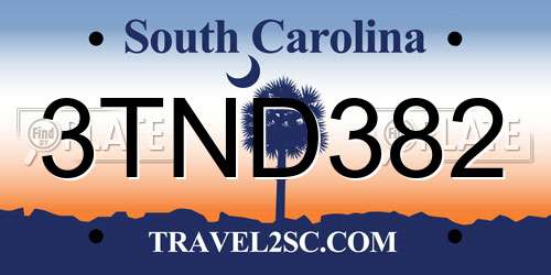 3TND382 South Carolina License Plate