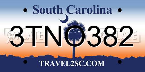 3TNO382 South Carolina License Plate
