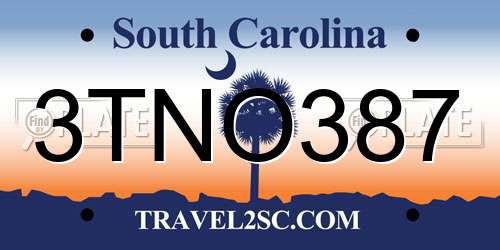 3TNO387 South Carolina License Plate
