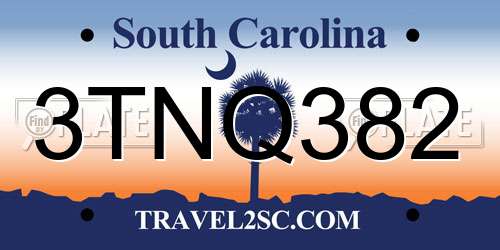 3TNQ382 South Carolina License Plate