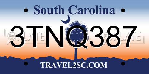 3TNQ387 South Carolina License Plate