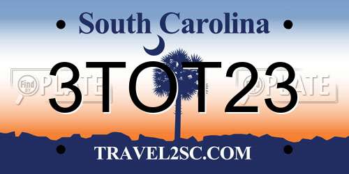 3TOT23 South Carolina License Plate