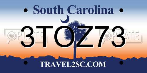 3TOZ73 South Carolina License Plate