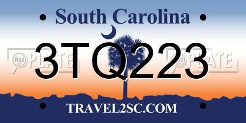 3TQ223 South Carolina License Plate
