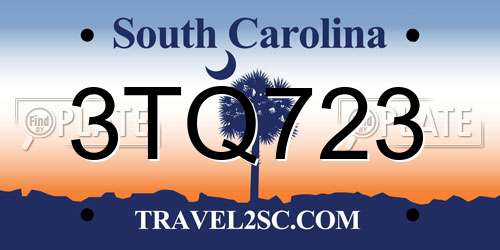 3TQ723 South Carolina License Plate