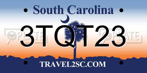 3TQT23 South Carolina License Plate