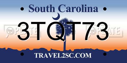 3TQT73 South Carolina License Plate