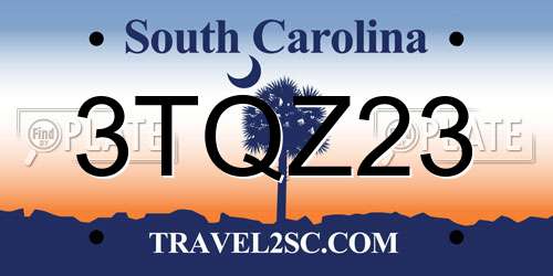 3TQZ23 South Carolina License Plate