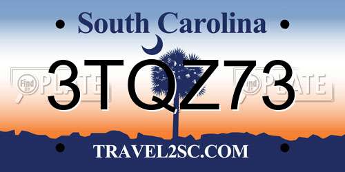 3TQZ73 South Carolina License Plate