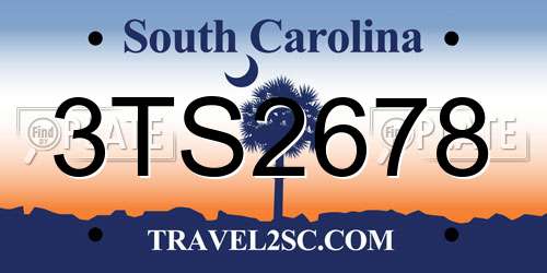 3TS2678 South Carolina License Plate