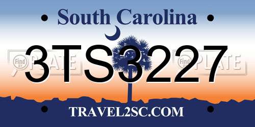 3TS3227 South Carolina License Plate