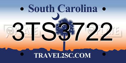 3TS3722 South Carolina License Plate