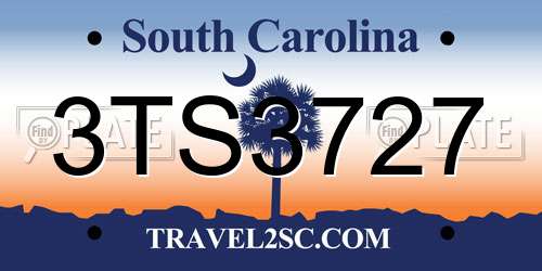 3TS3727 South Carolina License Plate