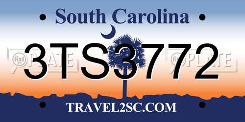 3TS3772 South Carolina License Plate