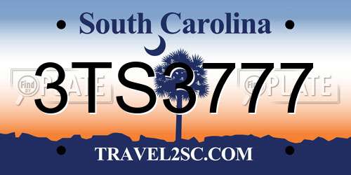 3TS3777 South Carolina License Plate