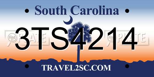 3TS4214 South Carolina License Plate
