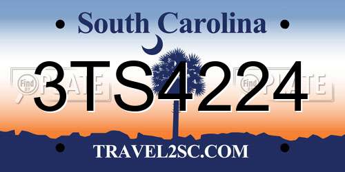 3TS4224 South Carolina License Plate
