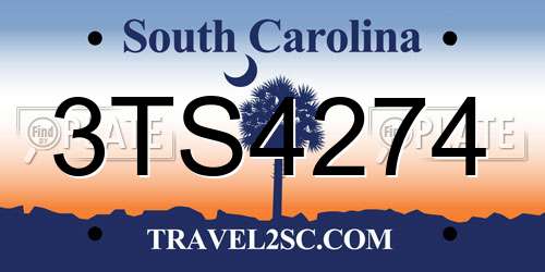 3TS4274 South Carolina License Plate