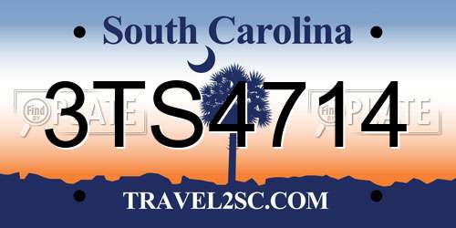 3TS4714 South Carolina License Plate
