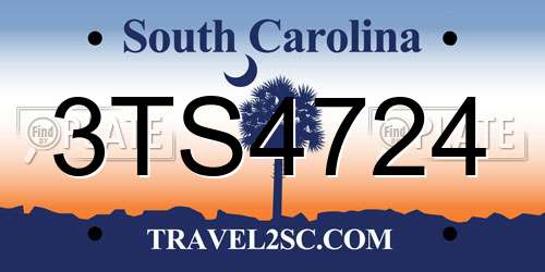 3TS4724 South Carolina License Plate