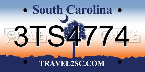 3TS4774 South Carolina License Plate
