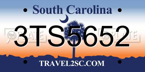3TS5652 South Carolina License Plate