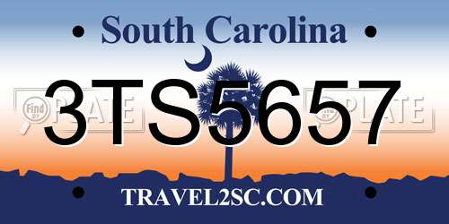 3TS5657 South Carolina License Plate