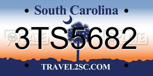 3TS5682 South Carolina License Plate