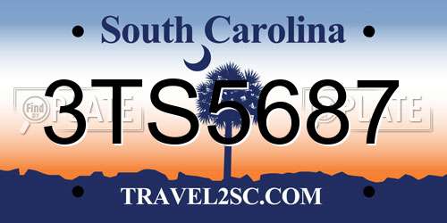 3TS5687 South Carolina License Plate
