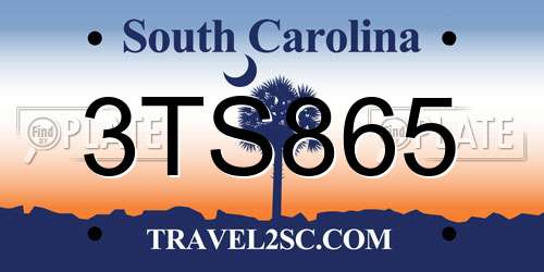 3TS865 South Carolina License Plate
