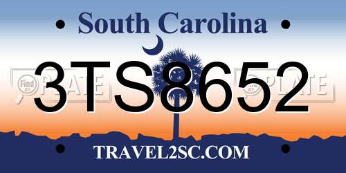 3TS8652 South Carolina License Plate
