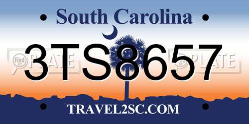 3TS8657 South Carolina License Plate
