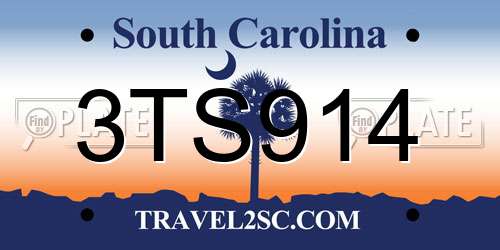 3TS914 South Carolina License Plate