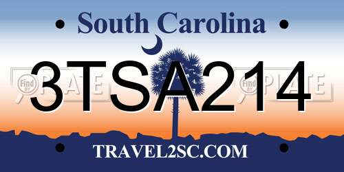 3TSA214 South Carolina License Plate