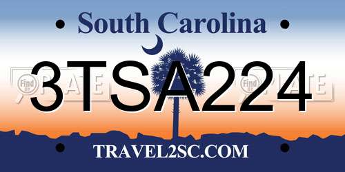 3TSA224 South Carolina License Plate
