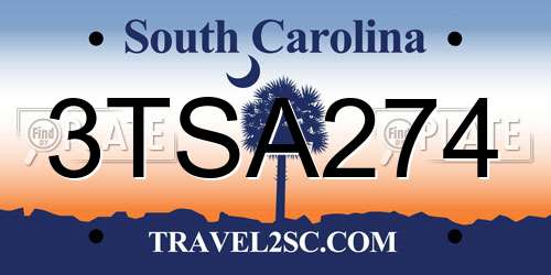 3TSA274 South Carolina License Plate