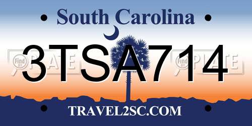 3TSA714 South Carolina License Plate